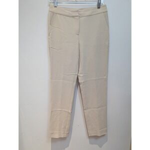 St. John Cream Beige Triacetate Front Zip Straight Leg Dress Pants Women's 2 USA